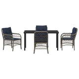 Set da Pranzo per Giardino 5 pcs Grigio e Nero Rattan
