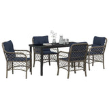 Set da Pranzo per Giardino 5 pcs Grigio e Nero Rattan