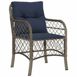 Set da Pranzo per Giardino 7 pcs Grigio e Nero Rattan