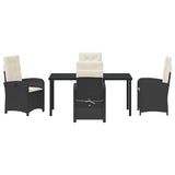 Set da Pranzo per Giardino con cuscino 5 pcs Nero polyrattan
