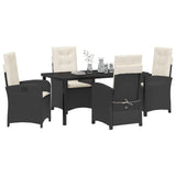 Set da Pranzo per Giardino con cuscino 5 pcs Nero polyrattan