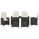 Set da Pranzo per Giardino con cuscino 7 pcs Nero polyrattan