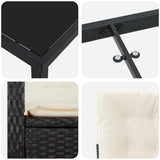 Set da Pranzo per Giardino con cuscino 9 pcs Nero polyrattan