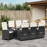 Set da Pranzo per Giardino con cuscino 9 pcs Nero polyrattan