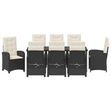 Set da Pranzo per Giardino con cuscino 9 pcs Nero polyrattan