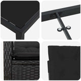 Set da Pranzo per Giardino con cuscino 9 pcs Nero polyrattan