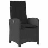 Set da Pranzo per Giardino con cuscino 9 pcs Nero polyrattan