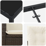 Set da Pranzo per Giardino con cuscino 7 pcs Marrone polyrattan