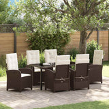 Set da Pranzo per Giardino con cuscino 7 pcs Marrone polyrattan