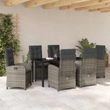 Set da Pranzo per Giardino con cuscino 7 pcs Grigio polyrattan