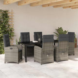 Set da Pranzo per Giardino con cuscino 7 pcs Grigio polyrattan