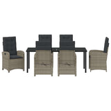 Set da Pranzo per Giardino con cuscino 7 pcs Grigio polyrattan