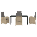 Set da Pranzo per Giardino con cuscino 5 pcs Beige polyrattan