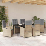 Set da Pranzo per Giardino con cuscino 7 pcs Beige polyrattan