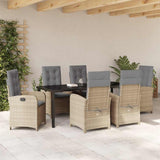 Set da Pranzo per Giardino con cuscino 7 pcs Beige polyrattan