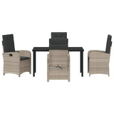 Set da Pranzo per Giardino 5 pcs Grigio chiaro polyrattan