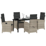 Set da Pranzo per Giardino 5 pcs Grigio chiaro polyrattan