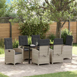 Set da Pranzo per Giardino 7 pcs Grigio chiaro polyrattan