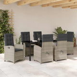 Set da Pranzo per Giardino 7 pcs Grigio chiaro polyrattan