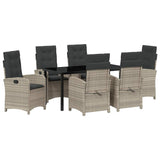 Set da Pranzo per Giardino 7 pcs Grigio chiaro polyrattan