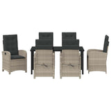 Set da Pranzo per Giardino 7 pcs Grigio chiaro polyrattan