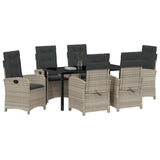Set da Pranzo per Giardino 7 pcs Grigio chiaro polyrattan
