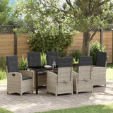 Set da Pranzo per Giardino 7 pcs Grigio chiaro polyrattan