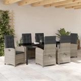 Set da Pranzo per Giardino 7 pcs Grigio chiaro polyrattan