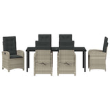 Set da Pranzo per Giardino 7 pcs Grigio chiaro polyrattan