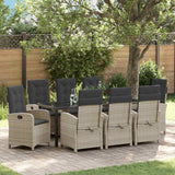 Set da Pranzo per Giardino 9 pcs Grigio chiaro polyrattan
