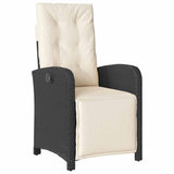 Set da Pranzo per Giardino con cuscino 5 pcs Nero polyrattan