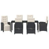 Set da Pranzo per Giardino con cuscino 7 pcs Nero polyrattan