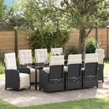 Set da Pranzo per Giardino con cuscino 9 pcs Nero polyrattan