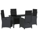 Set da Pranzo per Giardino con cuscino 5 pcs Nero polyrattan
