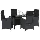 Set da Pranzo per Giardino con cuscino 5 pcs Nero polyrattan