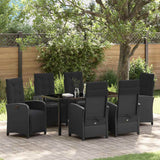 Set da Pranzo per Giardino con cuscino 7 pcs Nero polyrattan