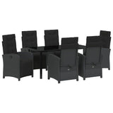 Set da Pranzo per Giardino con cuscino 7 pcs Nero polyrattan