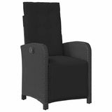 Set da Pranzo per Giardino con cuscino 7 pcs Nero polyrattan