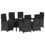Set da Pranzo per Giardino con cuscino 7 pcs Nero polyrattan