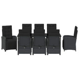 Set da Pranzo per Giardino con cuscino 9 pcs Nero polyrattan