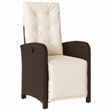 Set da Pranzo per Giardino con cuscino 9 pcs Marrone polyrattan