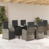 Set da Pranzo per Giardino con cuscino 7 pcs Grigio polyrattan
