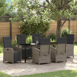 Set da Pranzo per Giardino con cuscino 7 pcs Grigio polyrattan