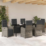 Set da Pranzo per Giardino con cuscino 7 pcs Grigio polyrattan