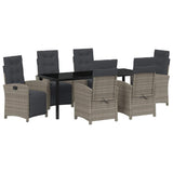 Set da Pranzo per Giardino con cuscino 7 pcs Grigio polyrattan
