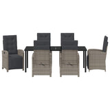 Set da Pranzo per Giardino con cuscino 7 pcs Grigio polyrattan