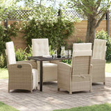 Set da Pranzo per Giardino con cuscino 5 pcs Beige polyrattan