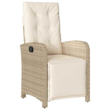 Set da Pranzo per Giardino con cuscino 7 pcs Beige polyrattan