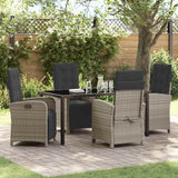 Set da Pranzo per Giardino 5 pcs Grigio chiaro polyrattan