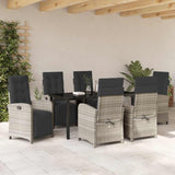 Set da Pranzo per Giardino 7 pcs Grigio chiaro polyrattan